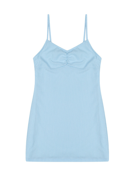 Shirring sleeveless one-piece_Sky Blue