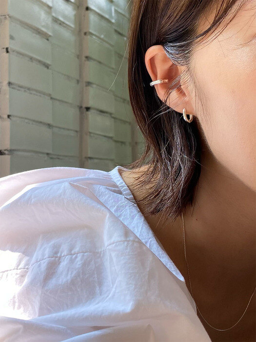 [set][925 silver] bambou earcuff + ellipse earring