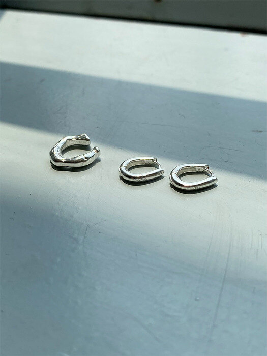 [set][925 silver] bambou earcuff + ellipse earring