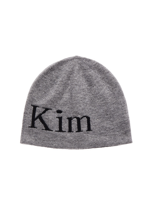 LOGO JACQUARD SHORT BEANIE IN GREY