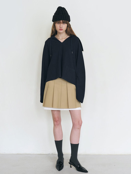 22 Fall_ Beige Pleats Mini Skirt