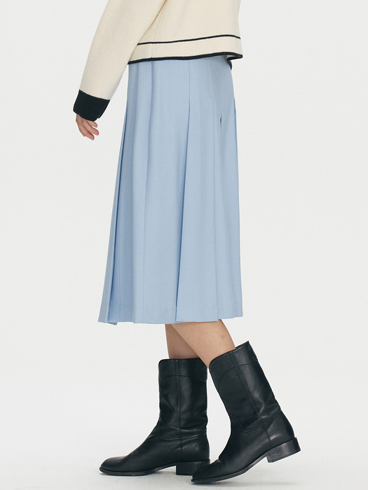 Belted pleated skirt - Sky blue