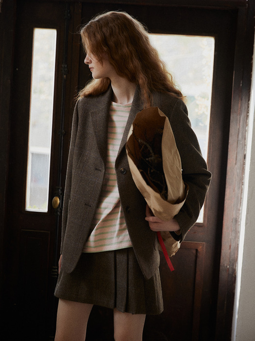 Wool Tailored Jacket + Skirt SET_2color