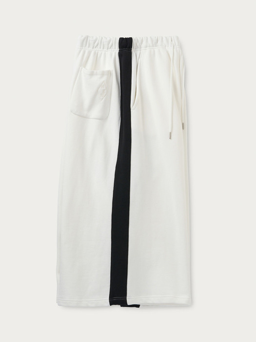 Colourblock wide sweatpants in white/black 