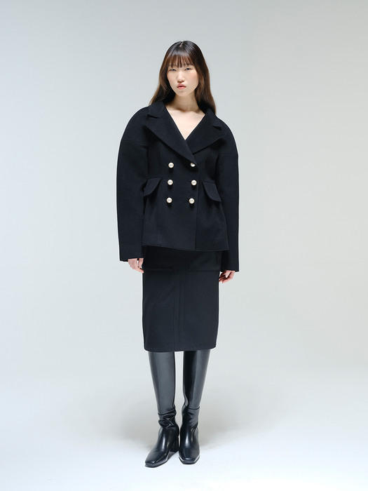Pearl pointed raglan wool-cashmere coat
