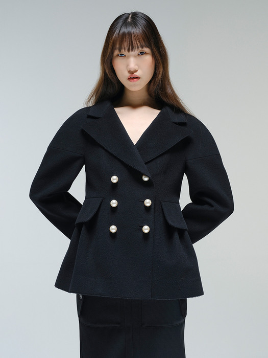 Pearl pointed raglan wool-cashmere coat