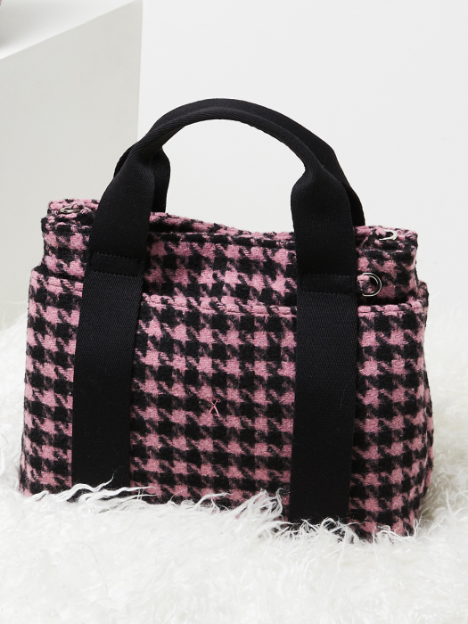 Stacey Daytrip Houndstooth Tote S Pink