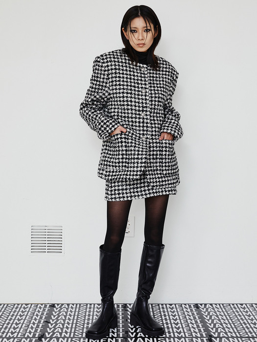 Holiday tweed mini skirt_hound check