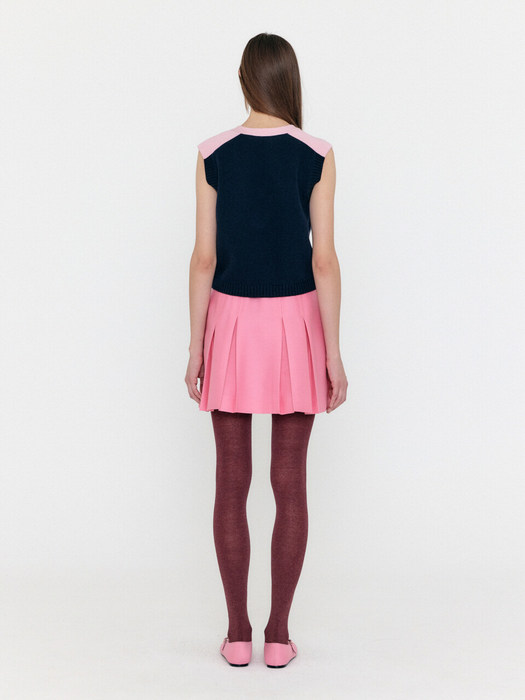 [EXCLUSIVE] Knit Vest -  Navy/Light Pink