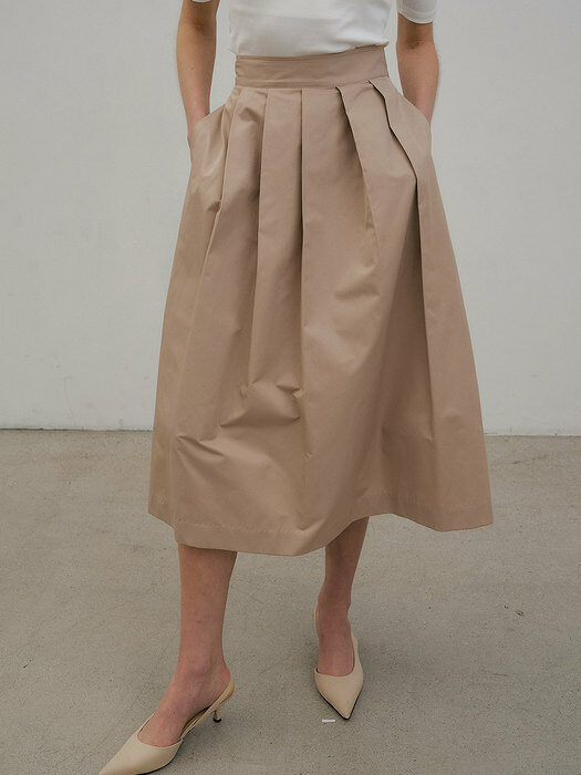 Pleats balloon skirt (beige)