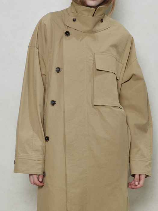 Pocket Detailed Cotton Trenchcoat_ Beige