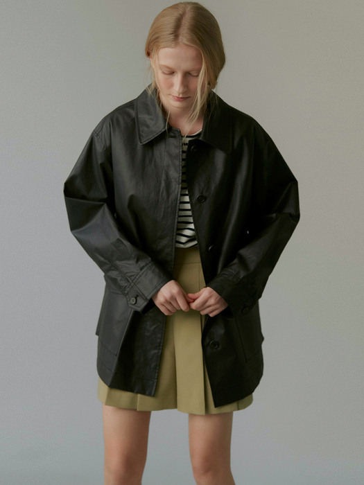 coated cotton work jacket (black)