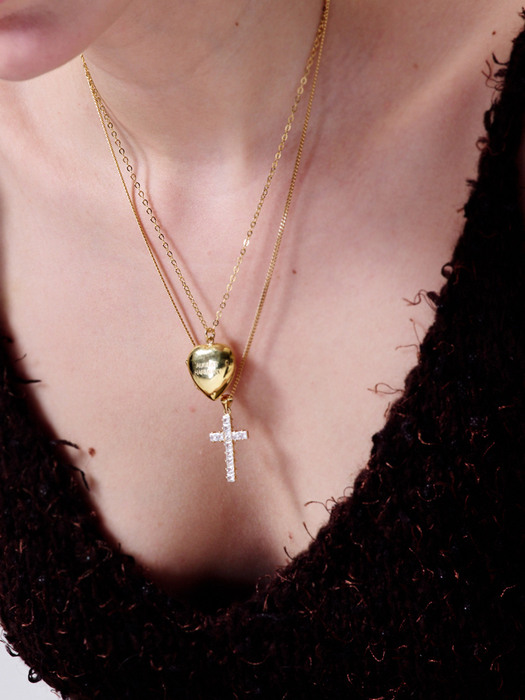 92.5% Crystal Cross Necklace / 2color