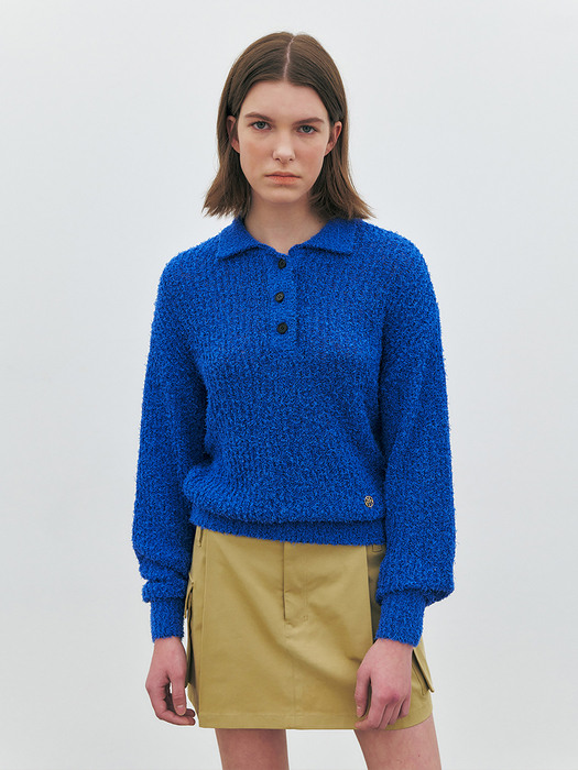 Feather Knit Pull-Over, Blue