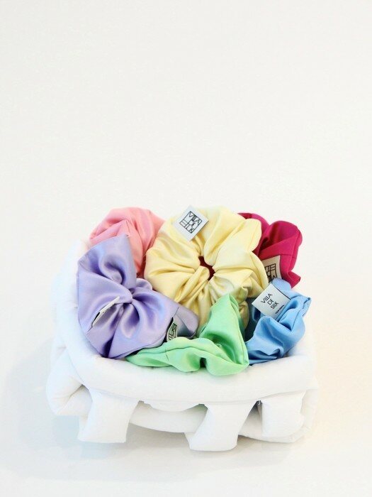 High density 100% silk scrunchie printemps (6colors) 실크 스크런치