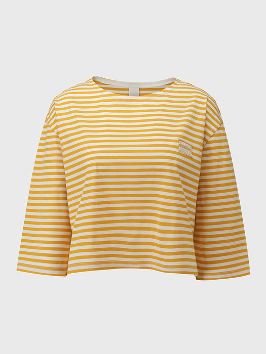 BORDER STRIPE HALF SLEEVE T-SHIRT_YELLOW