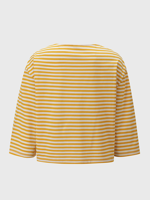 BORDER STRIPE HALF SLEEVE T-SHIRT_YELLOW