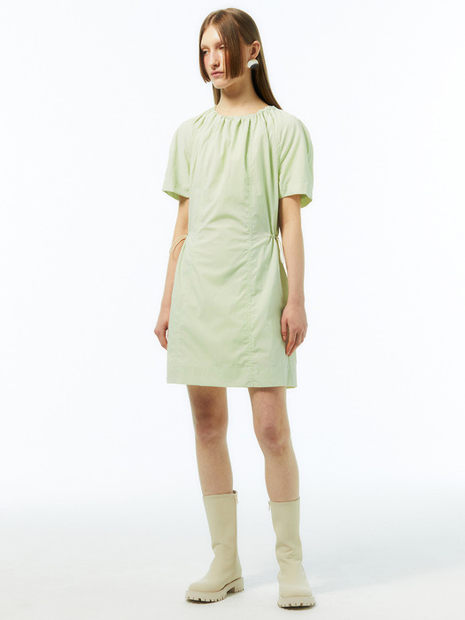 Cool Nylon Twoway Gather Dress_NATURAL GREEN