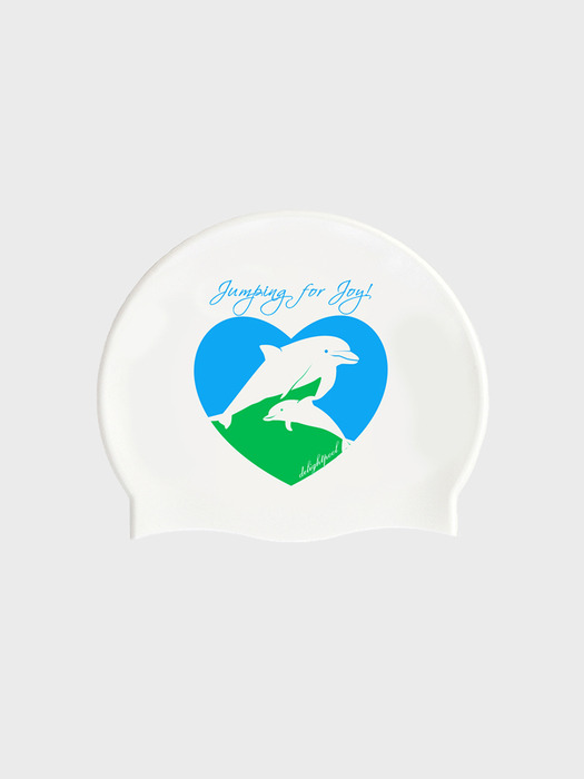 Dolphin Heart Swim Cap - White
