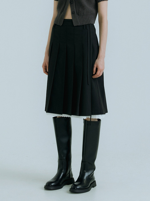 23SS_Double Belt Loops Midi Skirt (Black)