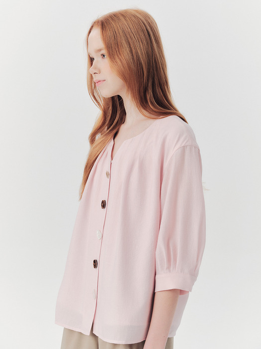 WED_French linen button blouse_PINK