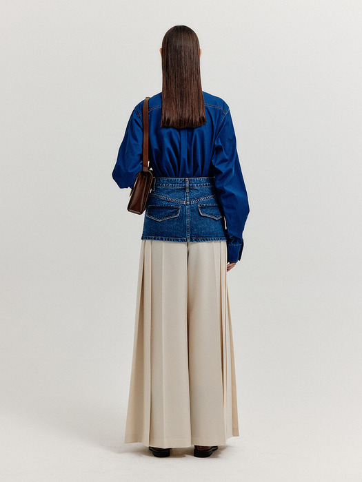 XIRT Oversized Shirt with Skirt Belt - Denim Blue