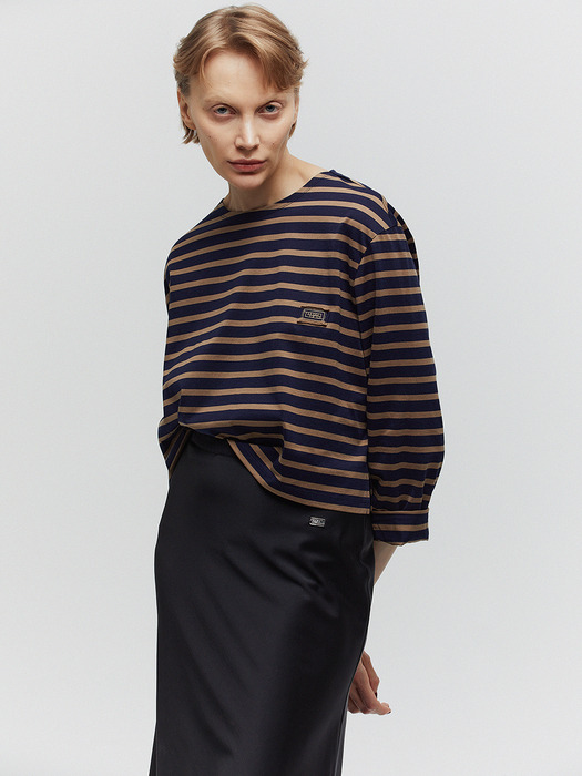 BORDER STRIPE LONG SLEEVE T-SHIRT_NAVY