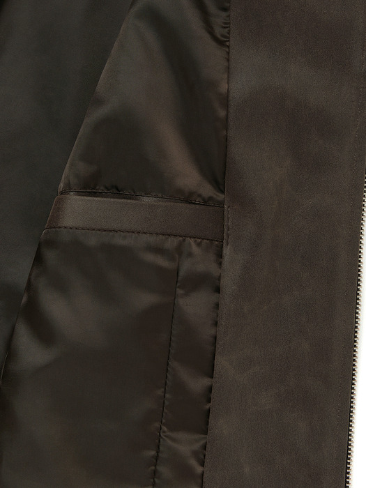 FITTED CRACK LEATHER JACKET [DARK BROWN]
