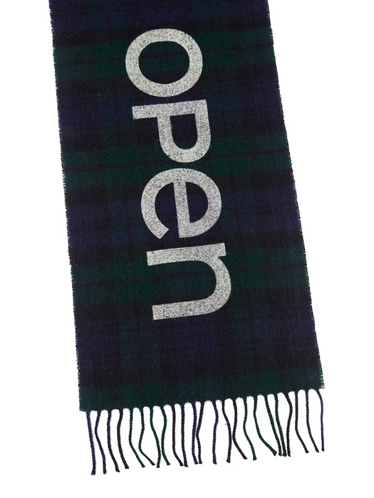 OPEN YY TARTAN WOOL SCARF, GREEN