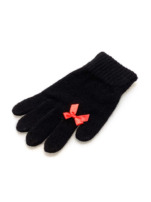 Ribbon Wool Gloves [Red Ribbon]