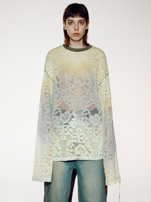 OPEN YY오픈 와이와이]OMBRE LACE TOP, YELLOW