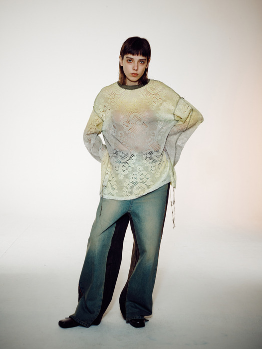 トップス OPENYY OMBRE LACE TOP, YELLOW RODEO CROWNS WIDE BOWL | マルチカラーネップニット (ニット