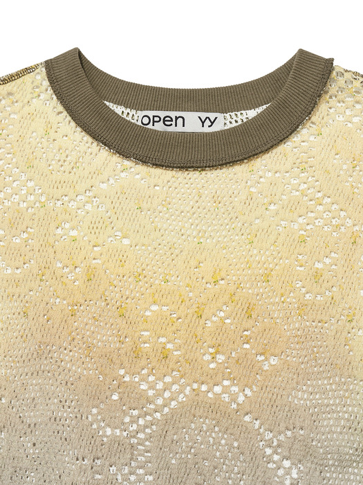 トップス OPENYY OMBRE LACE TOP, YELLOW Sun Seeker Yellow Ombre Flared-Sleeve Wrap Top – Club L
