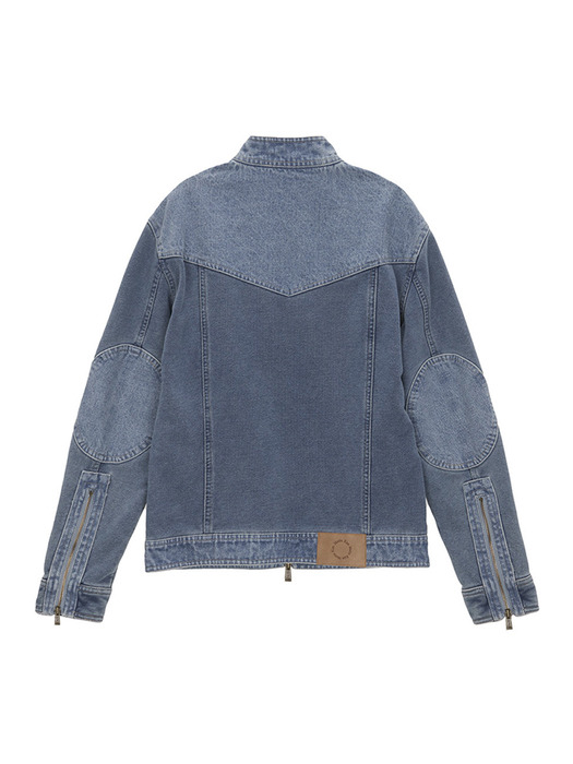 DENIM COMBI RACING JUMPER IN BLUE