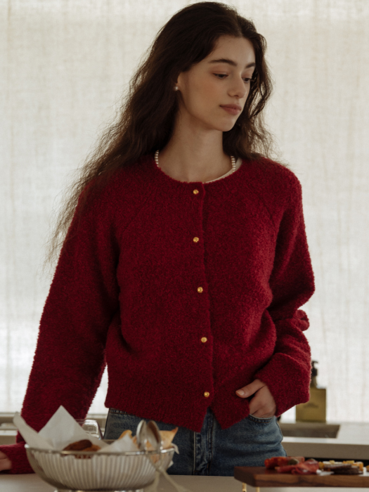 Alpaca candy cardigan_Red