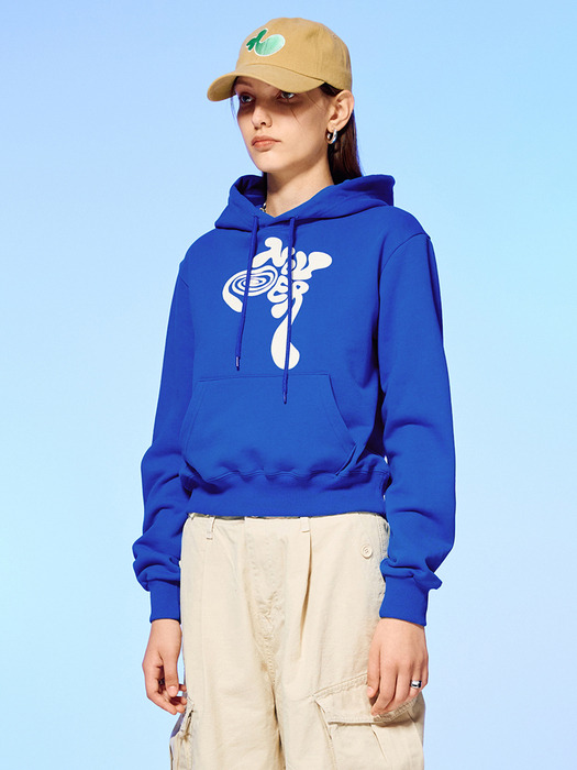 TWISTED LOGO CROP HOODIE-BLUE