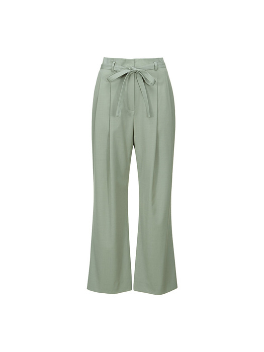 FRONT TIE TWO TUCK PANTS [KHAKI]