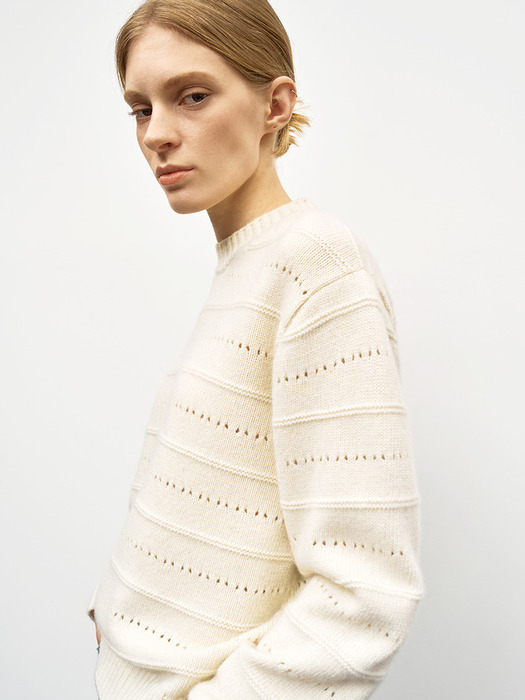 CROCHET POINT CASHMERE SWEATER_IVORY