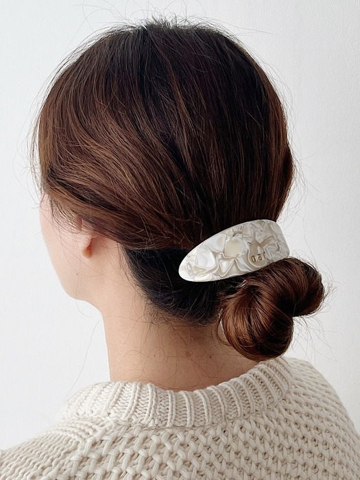 oar Classic Big Marble Barrette [Ivory Marble]