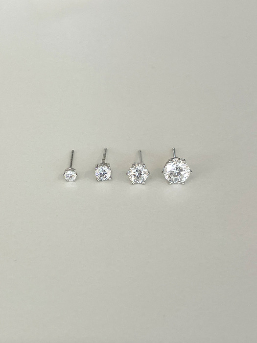 [SILVER 925] WHITE CRYSTAL EARRINGS (4SIZE) AE4230024