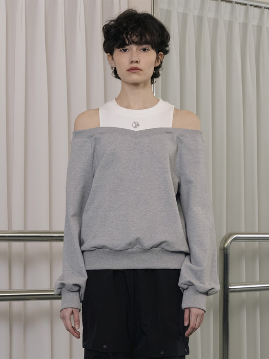 R OFF SHOULDER SYMBOL SWEATSHIRT_GREY