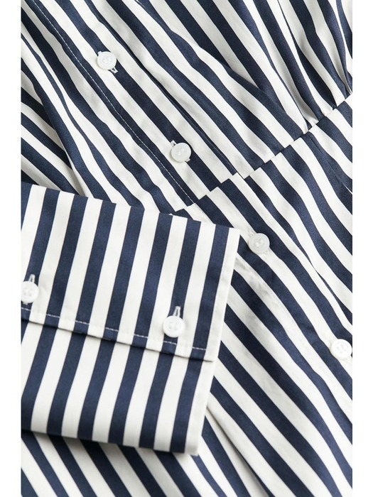 코튼 셔츠 드레스 네이비 블루/스트라이프 1213152001
