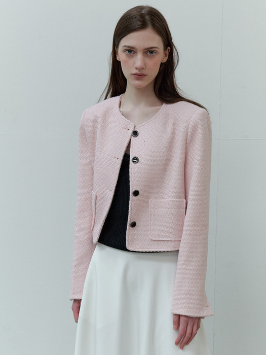 TWEED CROP JACKET - PINK