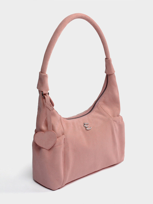 Suede Round Hobo Bag in Pink