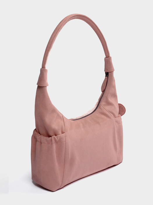 Suede Round Hobo Bag in Pink