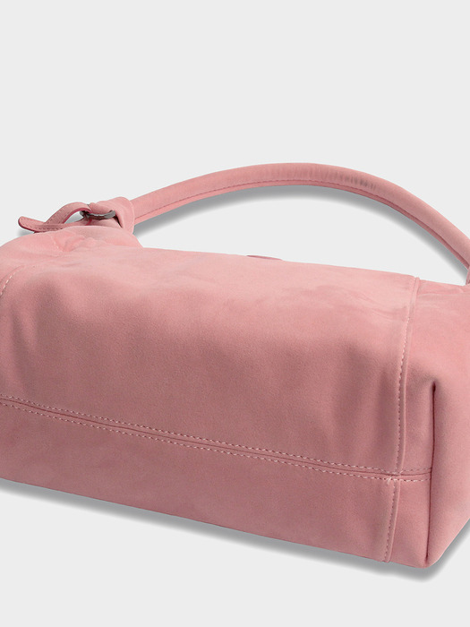 Suede Round Hobo Bag in Pink