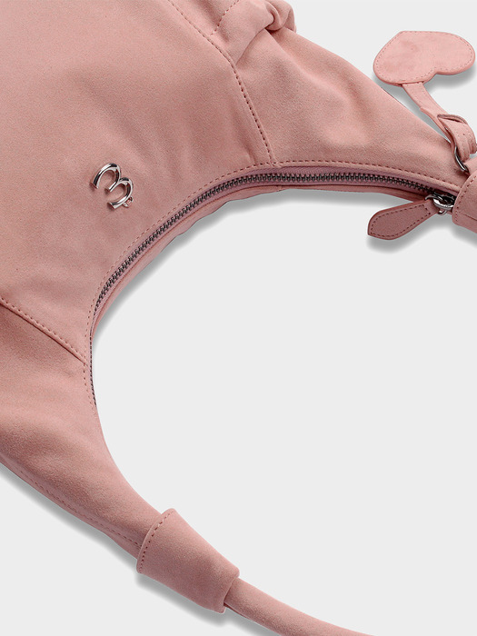 Suede Round Hobo Bag in Pink