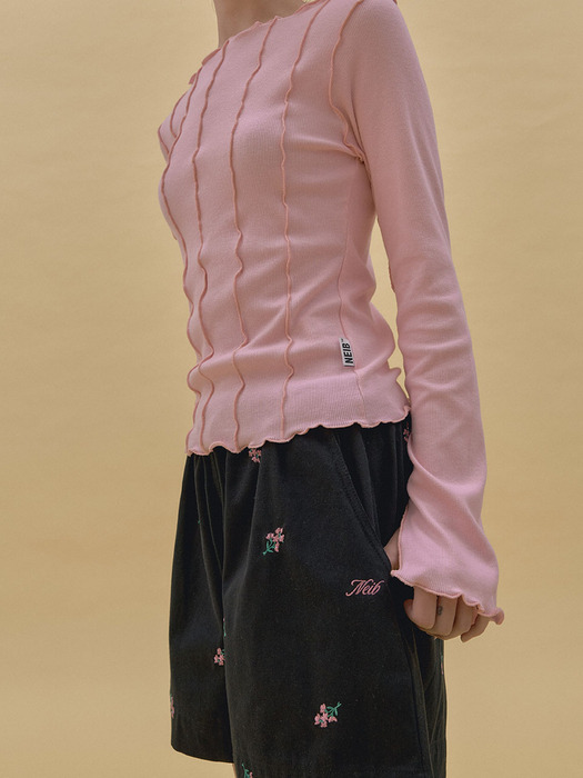 Flower Emborided Cotton Shorts (black)