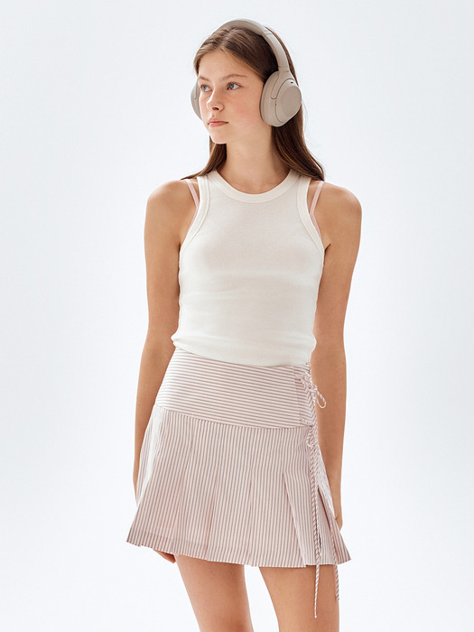 Line Pleated Mini Skirt