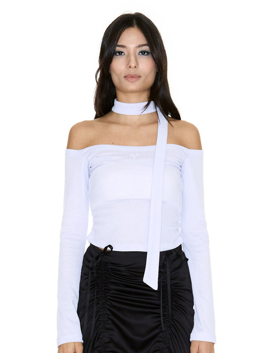 JENNIE OFF-SHOULDER LOGO TOP PALE PURPLE